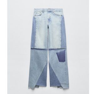 Zara PATCHWORK LOW-RISE TR BOYFRIEND JEANS